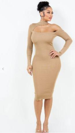 Mock Neck Sexy Dress