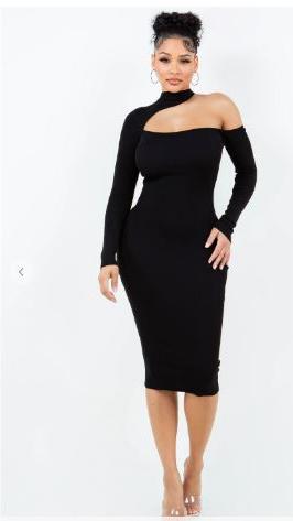 Mock Neck Sexy Dress