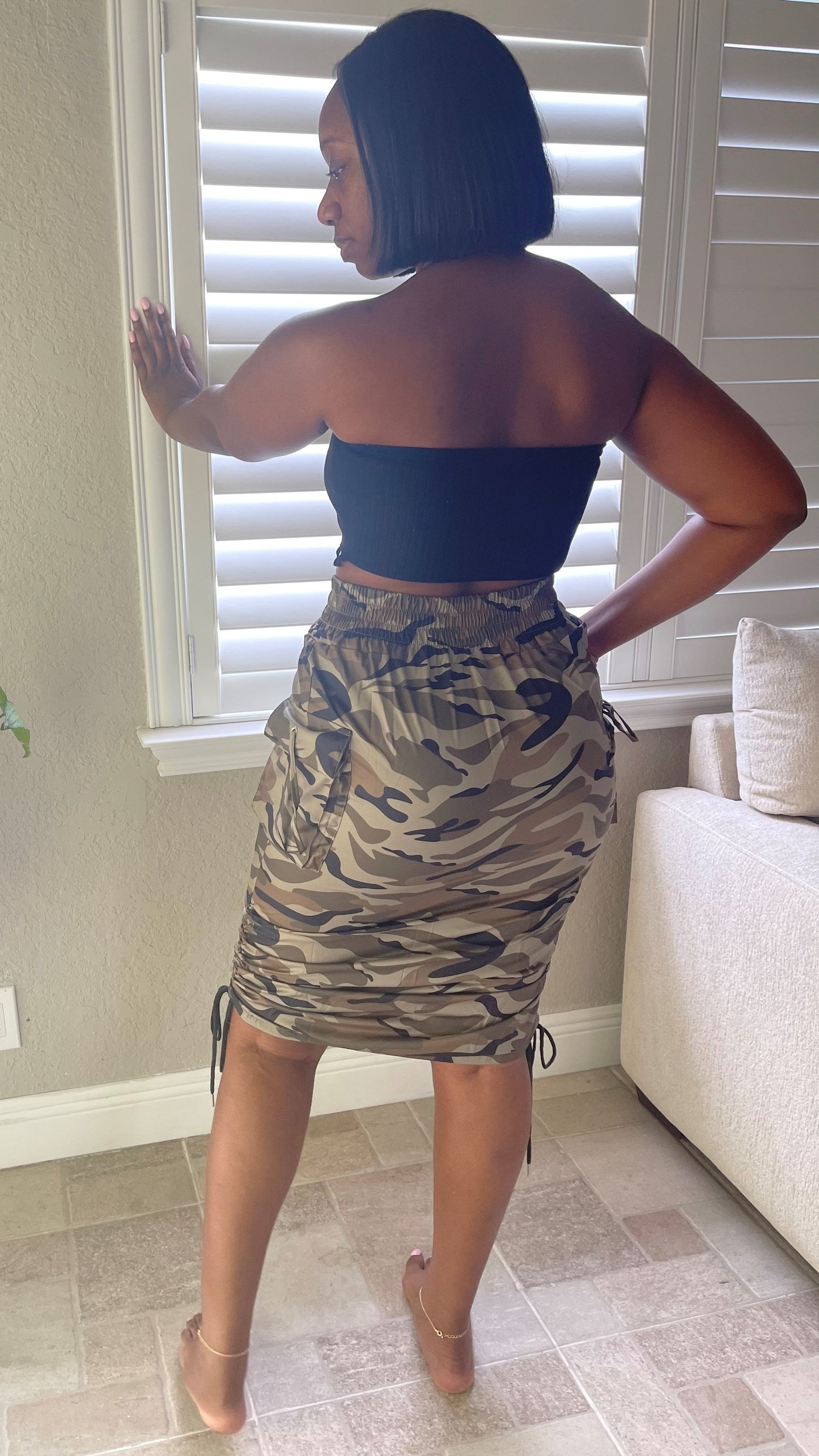 Camouflage Print Pocket Maxi Skirt