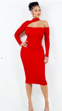 Mock Neck Sexy Dress