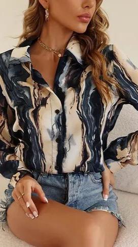 Rowana Marble Print Blouse