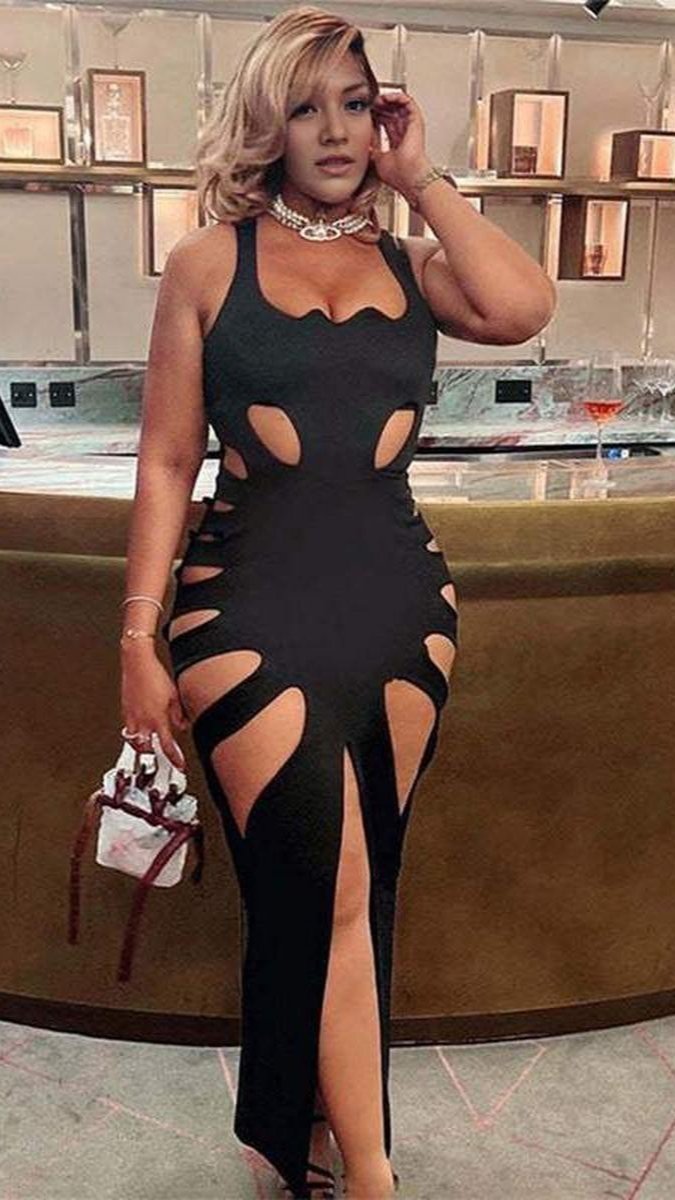 Cutout Sleeveless Black Dress