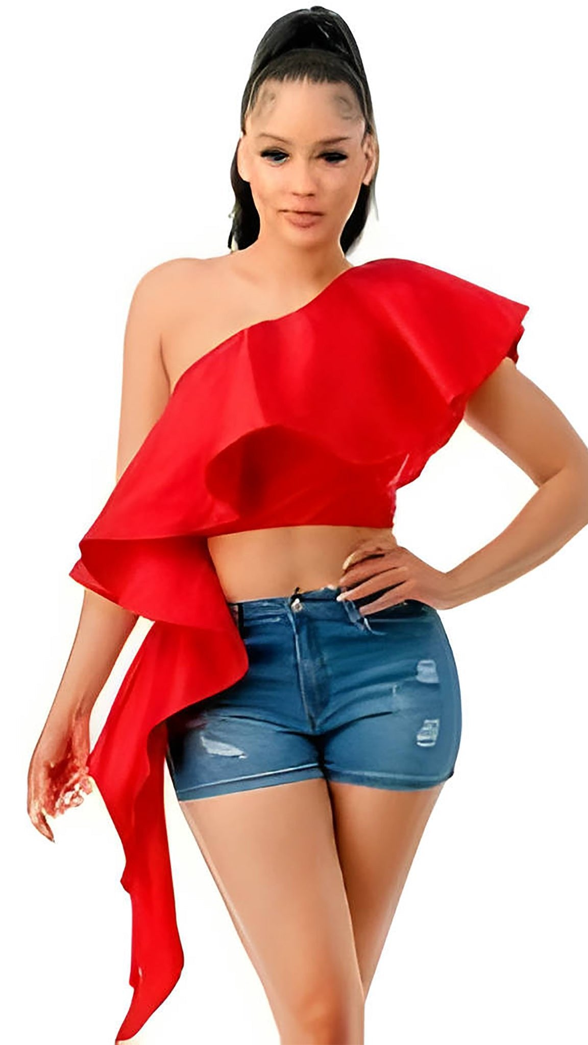 Truffle Ruffle Crop Top- 008H