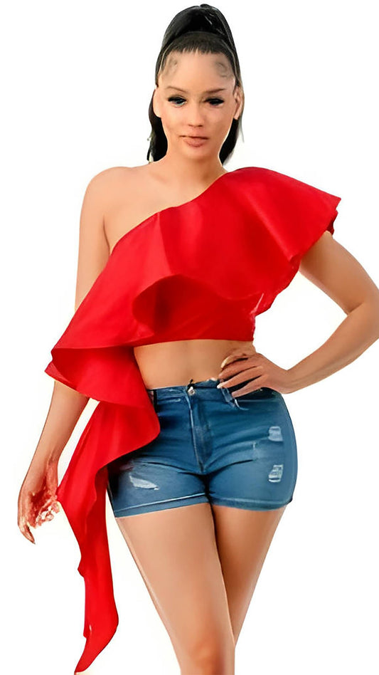 Truffle Ruffle Crop Top- 008H